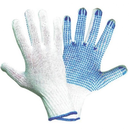 Manusi Protectie Perry M9, 10/XL, Bumbac si Poliester, Alb/Albastru, Manusi Protectie XL, Manusi Protectie Mari, Manusi Protectie Bumbac si Poliester, Manusi Bumbac si Polistiren, Manusi Protectie cu Puncte Antiderapante