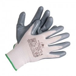 Manusi de Protectie PROTEK Bunting Albe ECO, Marimea 11, cu Poliuretan in Palma, Material Tricot din Nylon, Manusi Protectia Muncii, Manusi cu Poliuretan, Manusi din Nylon, Manusi Gradinarit, Manusi Agricultura