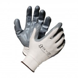 Manusi de Protectie PROTEK, Gri, Marimea 7, cu Cauciuc in Palma, Material Bumbac cu Prehensiune Marita, Manusi Protectia Muncii, Manusi cu Poliuretan, Manusi din Nylon, Manusi Gradinarit, Manusi Agricultura