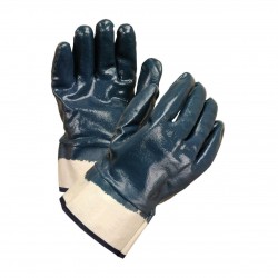 Manusi de Protectie PROTEK, Albastre, cu Pelicula din Cauciuc Nitrilic, Material Tricot, Partial Impregante, Manusi Protectia Muncii, Manusi cu Cauciuc, Manusi Gradinarit, Manusi Agricultura