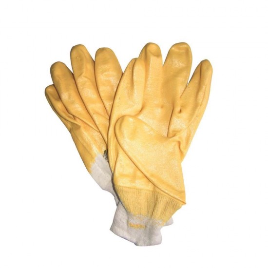 Manusi de Protectie PROTEK, Galbene, cu Pelicula din Cauciuc Nitrilic, Material Tricot, Manusi Protectia Muncii, Manusi cu Cauciuc, Manusi Gradinarit, Manusi Agricultura
