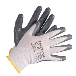 Manusi de Protectie PROTEK, Gri, Marimea 10, cu Cauciuc in Palma, Material Poliester cu Prehensiune Marita, Manusi Protectia Muncii, Manusi Gradinarit, Manusi Agricultura