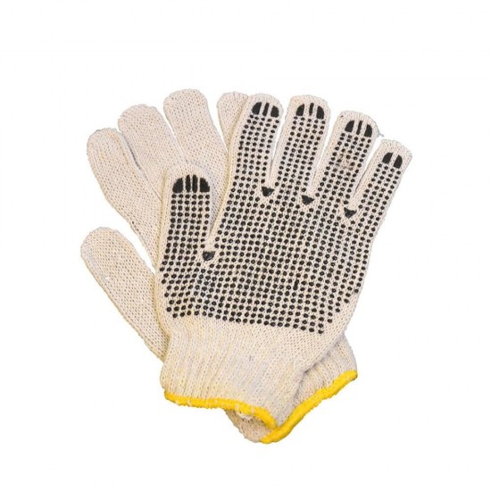 Manusi de Protectie PROTEK ECO, din Tricot, Negru cu Alb, cu Picou Simplu, Material Fibre Mixte, Manusi Protectia Muncii, Manusi Gradinarit, Manusi Agricultura