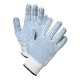 Manusi de Protectie PROTEK ECO, din Tricot, Albastru cu Alb, cu Picou Dublu, Material Fibre Mixte, Manusi Protectia Muncii, Manusi Gradinarit, Manusi Agricultura