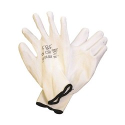 Manusi Protectie PROTEK Bunting White ECO, Tricot din Nylon si Poliuretan, Marimea 6, Albe, Manusi din Latex pentru Uz General, Manusi Protectoare din Nylon, Manusi Sintetice de Protectia Muncii, Manusi din Nylon pentru Protectie, Manusi Protectie Maini