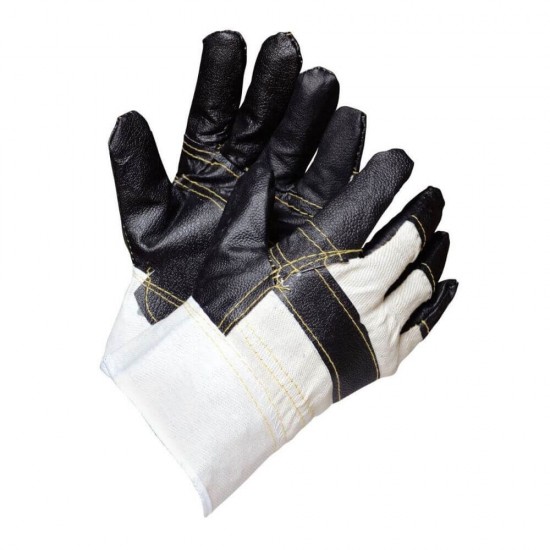 Manusi Lacatusarie PROTEK, Piele Bovina si Bumbac, Culoare Alb si Negru, Manusi din Piele pentru Uz General, Manusi Rezistente din Piele, Manusi Protectie din Piele, Manusi din Piele de Bovina pentru Protectie, Manusi Protectie Maini
