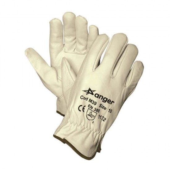 Manusi Protectie PROTEK, Piele Fina de Bovina si Bumbac, Albe, Manusi din Piele pentru Uz General, Manusi Protectie din Piele Fina, Manusi Protectie din Piele Subtire, Manusi din Piele Spalt de Bovina pentru Protectie, Manusi Protectie Maini