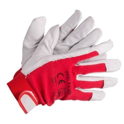 Manusi Protectie PROTEK, Piele Spalt de Porc si Bumbac, Marimea 10, Alb si Rosu, Manusi din Piele pentru Uz General, Manusi Protectoare din Piele, Manusi Protectie din Piele Subtire, Manusi din Piele Spalt de Porc pentru Protectie, Manusi Protectie Maini