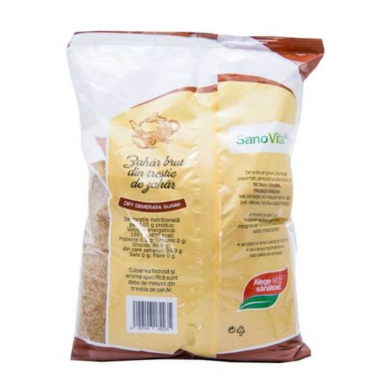 Zahar Brut din Trestie de Zahar Sano Vita, 1Kg, Produse Neperisabile, Zahar Brun din Trestie, Punga de Zahar de la Sano Vita, Zahar la Kilogram