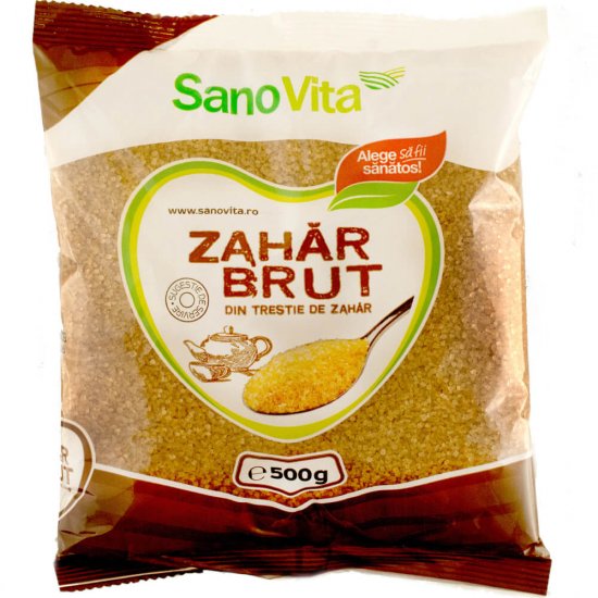 Zahar Brut din Trestie de Zahar Sano Vita, 500g, Produse Neperisabile, Zahar Brun din Trestie, Punga de Zahar de la Sano Vita