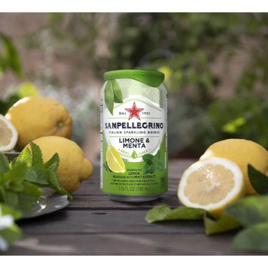 Suc Carbogazos San Pellegrino Lemon & Mint, 330 ml, Suc Carbogazos cu Lamaie si Menta San Pellegrino, Suc Carbogazos Lamaie si Menta San Pellegrino, Suc Gazos San Pellegrino, Suc Gazos cu Lamaie si Menta San Pellegrino