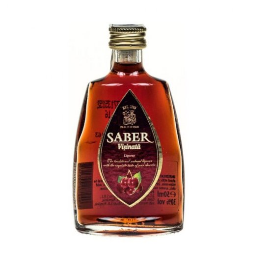 Visinata Saber, 0.05 L, 30% Alcool, Visinata 50 ml, Visinata 0.05 L, Bautura Traditionala Romaneasca, Bauturi Traditionale Romanesti, Saber Visinata, Bautura Alcoolica Saber, Bauturi Alcoolice Saber, Bautura Spirtoasa Saber