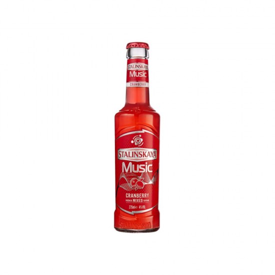 Cocktail Alcoolic Stalinskaya Music Cranberry, 4% Alcool, 275 ml, Aroma de Merisoare, Cocktail Stalinskaya, Cocktail cu Vodca si Merisoare, Cocktail cu Merisoare, Bautura Alcoolica, Bauturi Alcoolice, Cocktailuri cu Vodca, Cocktailuri cu Fructe