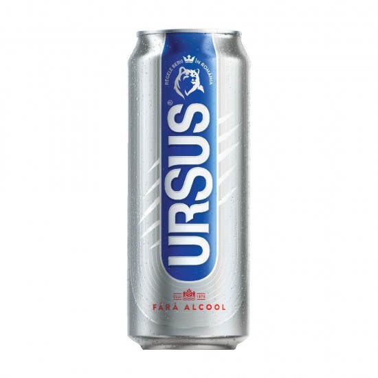 Bere Blonda fara Alcool Ursus, 0.5 l, 24 Buc/Bax, Bere Ursus fara Alcool 500 ml, Doze Bere fara Alcool 500 ml, Bere Doza 500 ml, Bere Blonda Ursus fara Alcool, Bauturi fara Alcool, Bauturi Non-Alcoolice, Ursus Bere Blonda fara Alcool