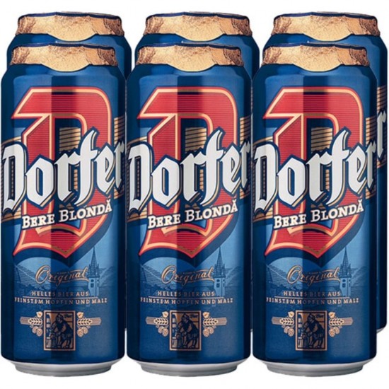 Bere Blonda Dorfer 0.5 L, 24 Buc/Bax, Doza, Bere Blonda, Bere cu Alcool, Bere DORFER, Bere la Doza, Bere Blonda la 0.5L, DORFER la 0.5L, DORFER Blonda, Bere Blonda la Doza