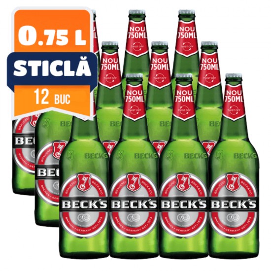  Bere BECKS Blonda, 0.75L, Sticla, 12 Buc/Bax, Becks, Bere Becks, Bere Blonda, Becks cu Alcool
