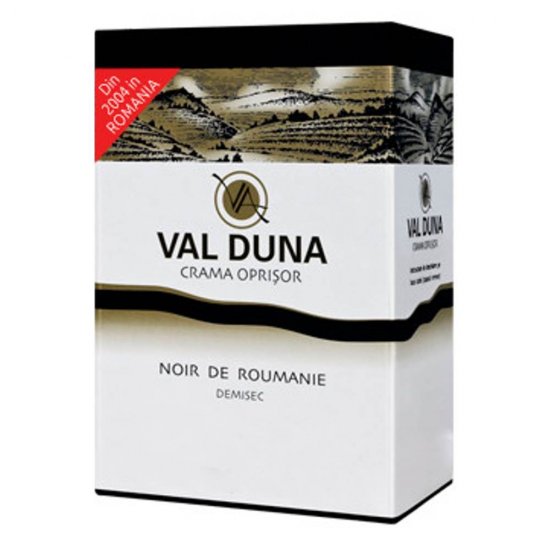 Vin Rosu Demisec Val Duna Noir de Roumanie, 5 L, 12.5% Alcool, Vinuri Rosii, Vinuri Demiseci, Cupaj Vin Rosu, Cupaj Vinuri Rosii, Vin Val Duna, Vinuri Val Duna, Vin Demisec, Vin Demisec Rosu, Vin la Cutie, Vinuri la Cutie, Vin Bag in Box, Bag in Box Rosu