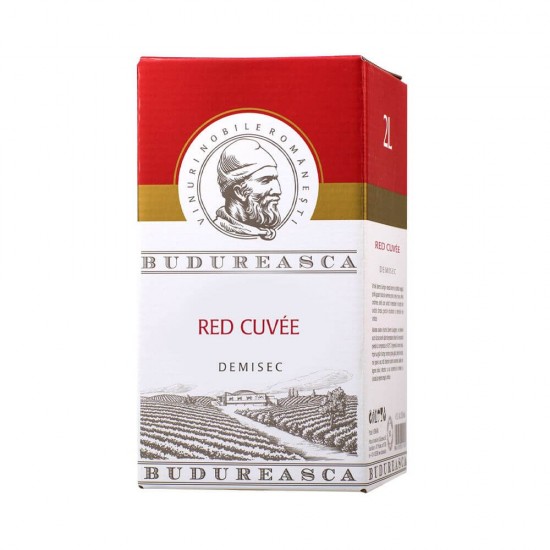 Vin Rosu Demisec, Budureasca Red Cuvee, 2 L, Cutie, 14,5% Alcool, Vin Demisec Budureasca, Vin Rosu Demisec Budureasca, Vin Red Cuvee Rosu, Bautura Alcoolica Budureasca,  Vin Demisec Rosu, Vinuri Romanesti, Vin Romanesc, Vinuri Rosii