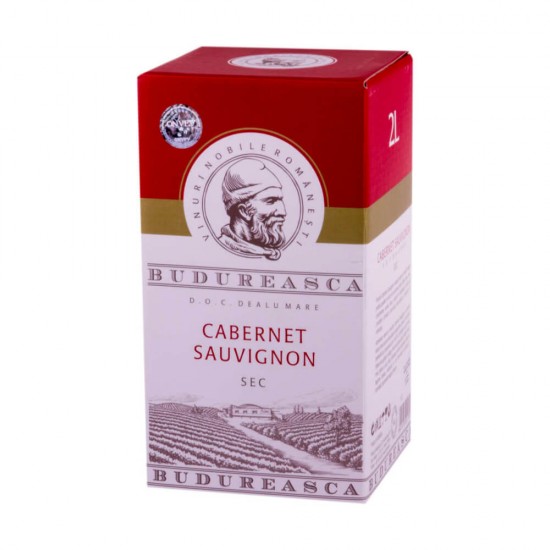 Vin Rosu Sec, Budureasca Cabernet Sauvignon, 2 L, Cutie, 14,5% Alcool, Vin Rosu Cabernet Sauvignon de la Budureasca, Vin Rosu Budureasca, Cabernet Sauvignon de la Budureasca, Vin Rosu Sec Budureasca, Vin Rosu 2L  