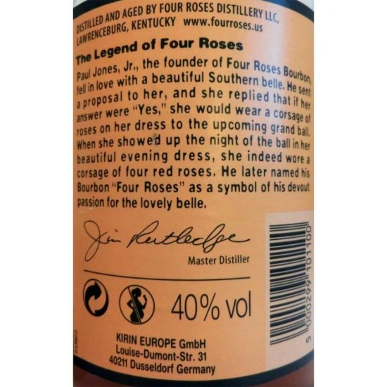 Whisky Four Roses, Alcool 40%, 0.7 L, Whisky Kentucky, Whisky Bourbon, Four Roses Bourbon Whisky, Four Roses Kentucky Straight Bourbon Whiskey, Bourbon Whisky, Whisky Cocktail, Whisky pentru Cocktailuri, Whisky Floral
