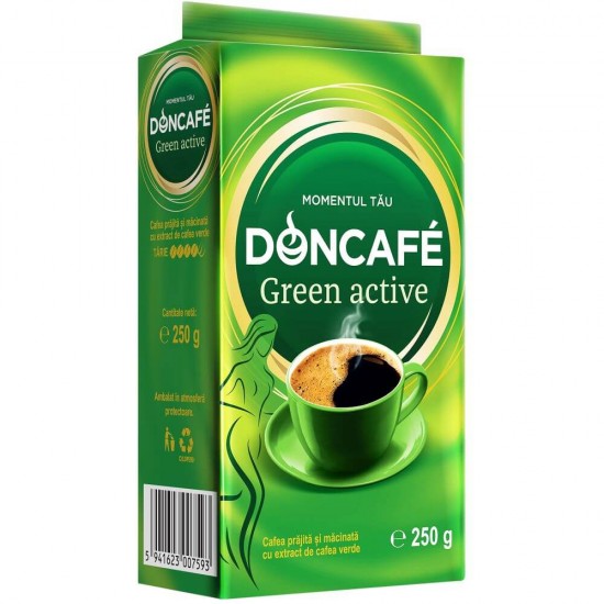 Cafea Macinata Doncafe Green Active, 250 g, Extract de Cafea Verde, Doncafe Green Active Cafea Macinata, Cafea Macinata cu Antioxidanti Naturali Doncafe Green Active, Cafea Macinata Doncafe, Cafele Macinate Doncafe Green Active