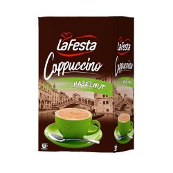 Cutie 10 Plicuri Cappuccino cu Alune La Festa, 125 g, Cappuccino La Festa, La Festa Cappuccino, Cappuccino Instant, Cafea Instant, Cappuccino la Plic, Cafea la Plic, Pliculet Cappuccino, Cappuccino Aroma Alune, Cappuccino Alune