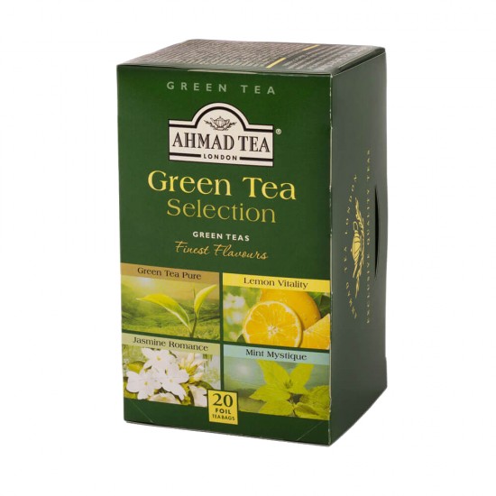 Ceai Verde Selectie Ahmad, 20 Plicuri/Cutie, Ceai Green Tea Selection, Ceai Plicuri, Ceai Verde Plic, Ceai Natural Plante, Ceai Menta Plic, Ceai Lamaie Plic, Ceai Iasomie, Ceai Menta, Ceai Iasomie, Ceai Lamaie, Ceai Plante, Infuzie Plante
