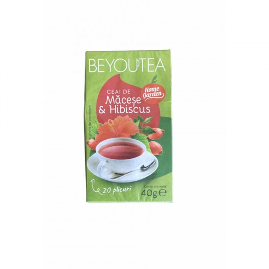 Cutie 20 Plicuri Ceai cu Macese si Hibiscus BEYOUTEA, Ceai cu Fructe, Pliculete de Ceai, Pliculete Ceai de Macese, Ceai Macese si Hibiscus BEYOUTEA, Cutie Ceai de Hibiscus si Macese, Plicuri Ceai Hibiscus, Ceai de Fructe Rosii