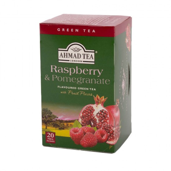Ceai Verde Ahmad, 20 Plicuri/Cutie, Aroma Zmeura si Rodie, Ceai Plicuri, Ceai Verde Plic, Ceai Zmeura Plic, Ceai Rodie Plic, Ceai Natural Plante, Ceai Zmeura, Ceai Rodie, Ceai Fructe, Infuzie Fructe