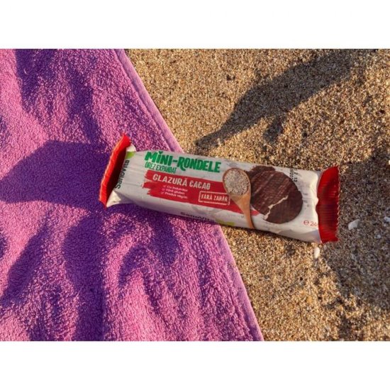 Mini-Rondele Orez Expandat SanoVita, Glazura de Cacao fara Zahar, 24 g, Mini Rondele Orez Expandat SanoVita, Mini Rondele din Orez Expandat SanoVita, Mini Rondele de Orez Expandat SanoVita, Rondele Mici din Orez Expandat