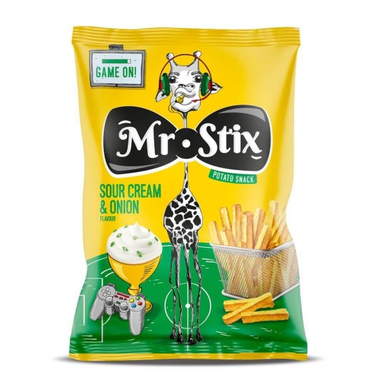 Snacksuri Mr. Stix Sour Cream&Onion Flavour, 18 g, Aroma de Smantana si Ceapa, Snacksuri, Mr. Stix Sour Cream&Onion Flavour Snacksuri, Snacksuri cu Aroma de Smantana si Ceapa, Chipsuri si Snacksuri Mr. Stix Sour Cream&Onion Flavour
