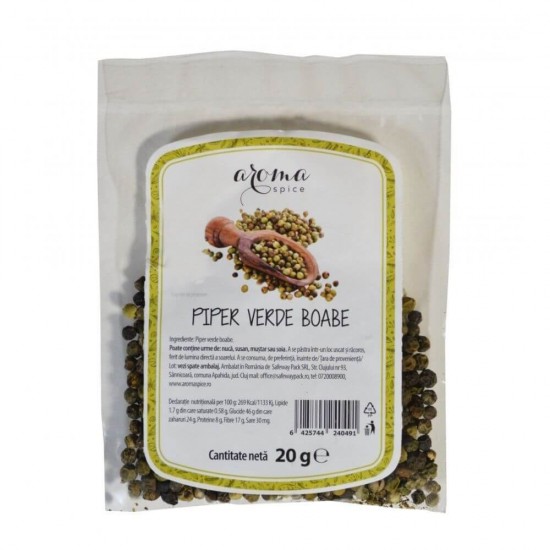 Piper Verde Boabe Aroma Spice, 10 Plicuri x 20 g, Piper Boabe, Boabe de Piper Verde, Piper Intreg, Piper Verde Intreg, Boabe Verzi de Piper, Piper Condiment, Piper Condimente, Condimente Piper, Condiment Iute, Condimente Iuti, Condiment Carne