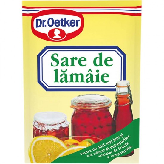 Sare de Lamaie Dr. Oetker, 8 g, 50 Buc/Bax, 50 Plicuri Sare de Lamaie, Conservant Dr. Oetker, Conservant Sare de Lamaie, Acid Citric Uz Alimentar, Sare de Lamaie pentru Conservarea Fructelor, Sare de Lamaie pentru Conservarea Legumelor