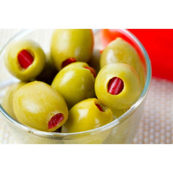 Masline Verzi Hutesa, 350 g, Umplute cu Pasta de Ardei