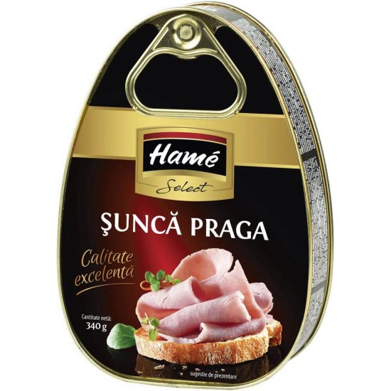 Sunca Praga Hame, 340 g, Sunca de Praga Hame, Conserva cu Sunca de Praga, Conserva Sunca Praga, Hame Sunca Praga, Conserve Hame, Conserva Hame, Gustare Hame, Gustari Hame, Carne la Conserva, Conserva de Carne, Conserva cu Carne, Sunca la Conserva