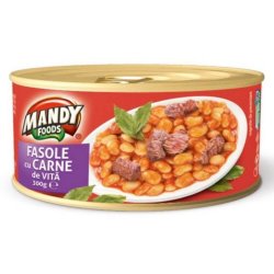 Fasole cu Carne de Vita Mandy, 300 g, Iahnie de Fasole cu Carne de Vita, Iahnie Fasole cu Vita, Mancare de Fasole cu Carne de Vita, Conserva Fasole cu Carne de Vita Mandy, Conserva Mandy Fasole cu Carne de Vita, Conserva Fasole cu Carne Mandy