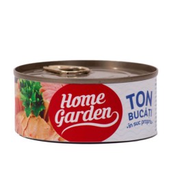 Ton Bucati in Suc Propriu, Home Garden, 170 g, Conserva de Peste, Conserva de Ton Home Garden, Conserva de Ton in Suc Propriu Home Garden, Conserva de Ton Bucati, Conserva Peste 170 g, Home Garden Ton in Ulei