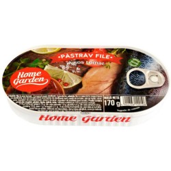Pastrav File in Sos Tomat, Home Garden, 170 g, Conserva de Pastrav File, Conserva de Peste, Home Garden Conserva de Pastrav, Peste in Sos Tomat, Pastrav in Sos Home Garden