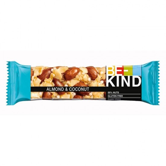 Baton Be-Kind Migdale si Cocos, 40g, Baton cu Migdale si Nuca de Cocos, Baton cu Nuci, Be-Kind Nut Bar, Baton Fara Gluten, Baton Bogat in Fibre, Baton pentru Dieta, Baton cu Migdale, Baton cu Cocos, Batoane Be-Kind, Batoane pentru Diete