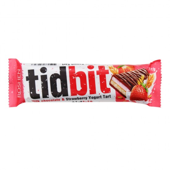Baton de Ciocolata cu Umplutura de Iaurt si Zmeura, Roshen Tidbit, 50 g,  Baton Roshen de Ciocolata, Baton cu Umplutura, Gama Roshen Tidbit, Baton de Ciocolata cu Iaurt si Zmeura