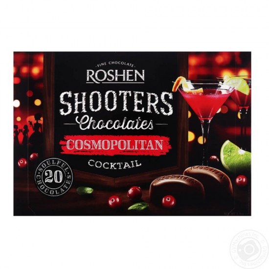 Praline cu Gust de Cocktail Cosmopolitan, Roshen Shooters Cosmopolitan, 150 g, Praline Roshen de Ciocolata, Bomboane cu Cocktail, Praline cu Alcool, Bomboane de Ciocolata cu Alcool