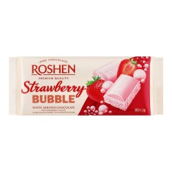 Ciocolata Aerata Roshen Strawberry Bubble, 80 g, Aroma Capsuni, Ciocolate, Ciocolate Aerate, Strawberry Bubble Ciocolata Capsuni Aerata, Ciocolate Aerate Roshen, Dulciuri, Tablete Ciocolata, Ciocolata Aerata Aroma Capsuni, Ciocolata Aerata Alba cu Capsuni