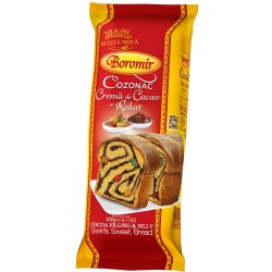 Cozonac Boromir cu Crema de Cacao si Rahat, 400 g, Cozonac Boromir, Cozonac Ambalat, Cozonac cu Cacao si Rahat, Cozonac cu Rahat si Cacao, Cozonaci Boromir, Cozonaci Ambalati, Cozonac Preparat, Cozonaci Preparati