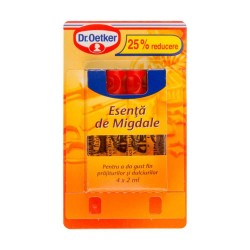 Cutie 4 Esente de Migdale Dr. Oetker, 4 ml/Buc, Esente pentru Prajituri, Esenta de Migdale pentru Prajituri, Dr. Oetker Esente de Migdale, Fiole de Esenta Migdale pentru Prajituri, Esente Fiole Dr Oetker, Arome Alimentare, Sticlute cu Esente Migdale