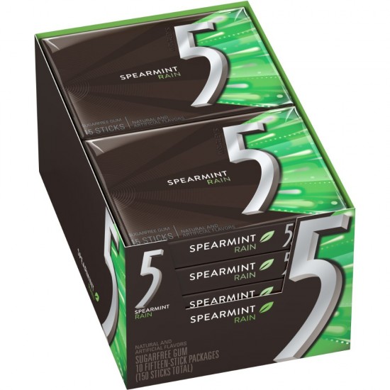 Set 10 Pachete Guma de Mestecat Five Spearmint, Guma pentru Mestecat, Guma Five, Guma Mestecat, Guma Mentolata, Guma Aroma de Menta, Guma cu Menta, Pachet Guma Five, Pachet Guma de Mestecat, Guma de Mestecat la Pachet