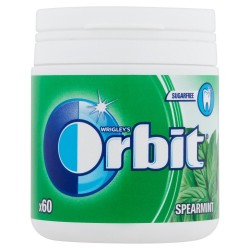 Borcan Guma de Mestecat Orbit Spearmint, 60 Buc, Guma pentru Mestecat, Guma Orbit, Guma Mestecat, Guma Mentolata, Guma Aroma de Menta, Guma cu Menta, Pachet Guma Orbit, Pachet Guma de Mestecat, Guma Borcan, Guma Recipient