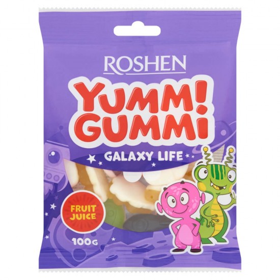 Jeleuri Roshen Yummi Gummi Galaxy Life, 100g, Gust de Fructe, Jeleuri, Jeleuri Fructe, Mix de Jeleuri, Jeleuri cu Fructe, Jeleuri din Fructe, Jeleuri Aroma Fructe, Jeleuri Aroma Fructe  Roshen, Bomboane Jeleu, Boamboane Jeleu Roshen