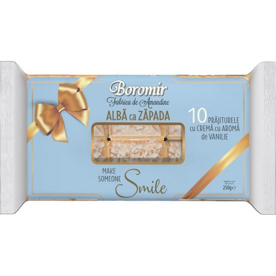 Tort Alba ca Zapada Boromir, 250 g, Prajitura Alba ca Zapada, Prajituri Boromir, Prajituri Ambalate, Alba ca Zapada Prajitura, Alba ca Zapada Boromir, Prajituri Portionate, Tort Ambalat, Tort Portionat, Tort Boromir, Tort Prajitura