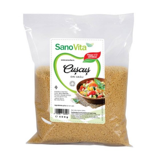 Cus Cus Sano Vita, 500 g, Cous-Cous, Cous-Cous fara Ou, Cus Cus din Grau, Cus-Cus Bio, Cus-Cus Vegan, Cous Cous din Grau, Cous Cous din Gris, Cus Cus din Gris, Cuscus, Cus-Cus Faina de Grau Dur, Cous-Cous din Faina de Grau Dur