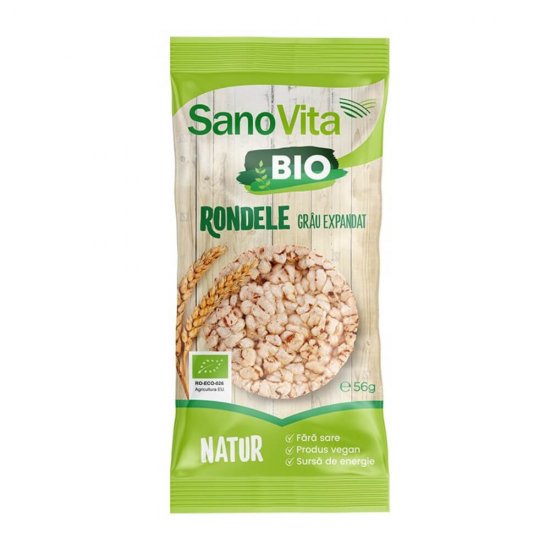 Rondele Simple din Grau Bio Sano Vita, 56g, Rondele Sarate, Rondele Grau, Rondele Grau Sano Vita, Rondele Simple de Grau, Rondele Simple din Grau, Rondele Grau Clasice, Rondele Bio din Grau